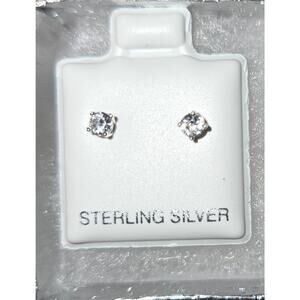 925 Premium Sterling Silver 3mm Vvs Crystal Earrings